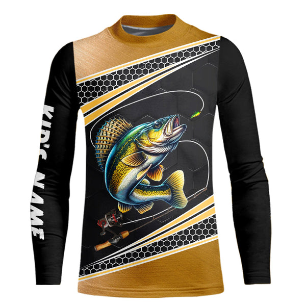 Walleye fishing yellow fish reaper sun protection custom performance long sleeve fishing shirts NQS3526