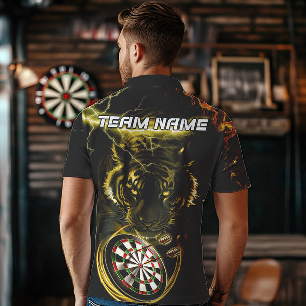 Personalized Yellow Lightning Thunder Storm Tiger Darts Shirts For Men Custom Dart Team Jerseys NQS9465