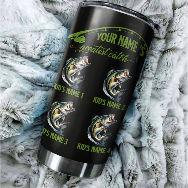 1PC Personalized Grandpa's Greatest Catch Custom Funny Fishing tumbler cup, Father's Day Fishing gifts NQS9915