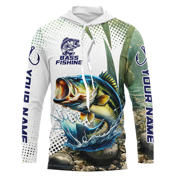 Largemouth Bass Fishing custom performance Long Sleeve tournament fishing shirts, Bass Fishing Jerseys NQS8163