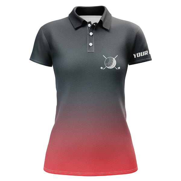 Black and red gradient Womens golf polo shirts custom womens golf clothes, golf gifts for women NQS6296
