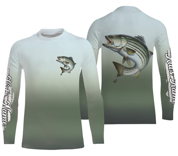 Striped Bass fishing Custom sun protection long sleeve fishing jersey, Striper fishing shirts NQS4050