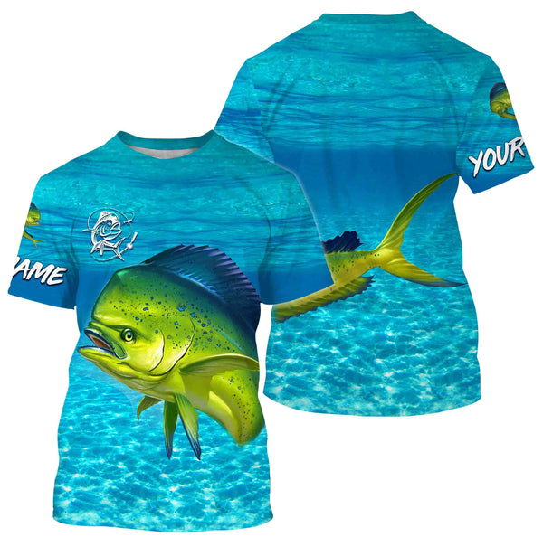 Mahi mahi (Dorado) Fishing Customize Name Fishing Water Camo All Over Printed Shirts Personalized Fishing Gift For Adult And Kid NQS382