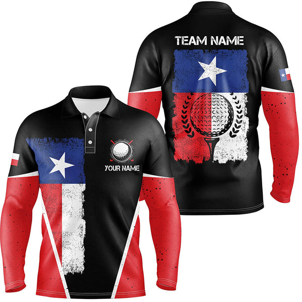 Black Mens golf polo shirts vintage Texas flag patriot custom golf shirts for men, gift for the golfer NQS6535