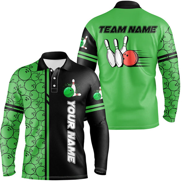 Mens polo bowling shirts Custom black and green camo vintage bowling shirts, men bowling jerseys NQS7150