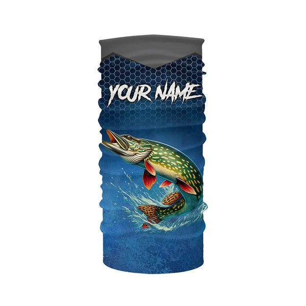Blue camo Northern Pike fishing Custom performance long sleeve team Pike fishing tournament shirts NQS7772