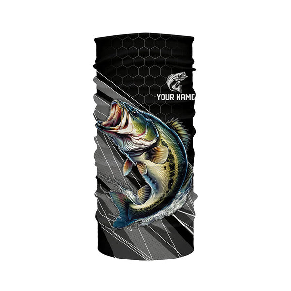 Personalized Black camo Largemouth Bass Fishing Jerseys, Bass Long Sleeve Fishing Tournament Shirts NQS8012