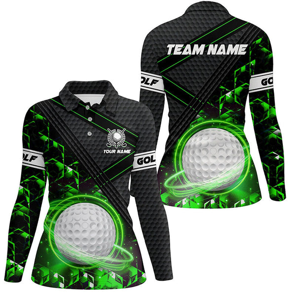 Black and Green Light Golf ball Womens golf polo shirts custom golf apparel for ladies NQS8014