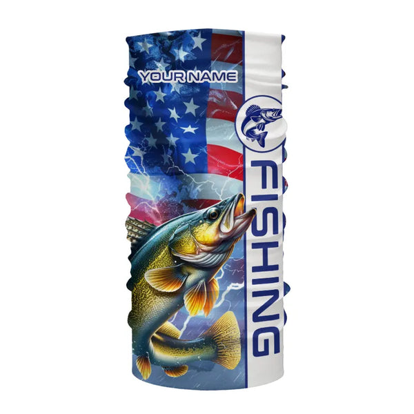American Flag Walleye lightning Long Sleeve Fishing Shirts custom Patriotic Walleye fishing jerseys NQS9561
