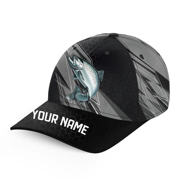 Personalized Black camo Chinook Salmon Fishing Hats, Salmon fishing hats for men, women NQS9721