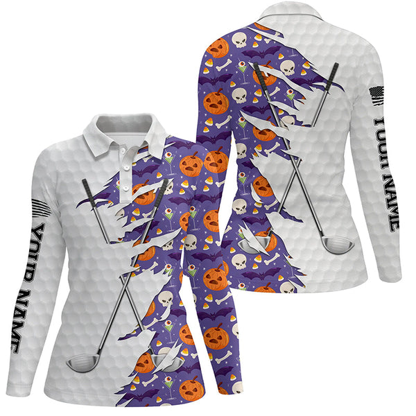 Halloween golf pattern white golf ball skin Womens golf polo shirts custom golf clubs outfit women NQS8087