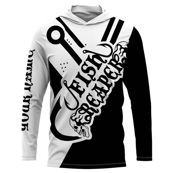 Fish Reaper Custom Name 3D All over printed Fishing Shirts black and white fishing shirts NQS2527