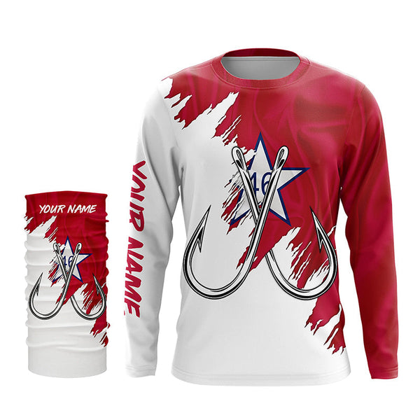 First Oklahoma flag OK Fishing Fish Hook UV protection custom long sleeve Patriotic fishing apparel NQS8331