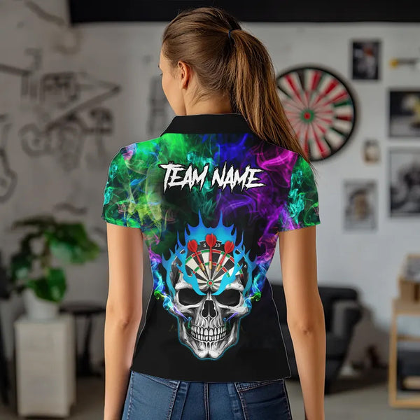 Colorful smoke Skull Darts shirts for Women Custom Team Darts Jerseys, Best Darts Gift For Player NQS9611