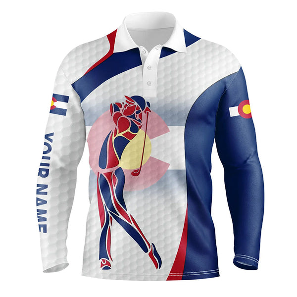 Colorado flag mens golf polo shirts custom patriotic golf shirts for men, unique mens golf apparel NQS7353
