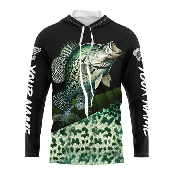 Personalized Crappie scales Fishing jerseys, Crappie Custom Long Sleeve performance Fishing Shirts NQS3527