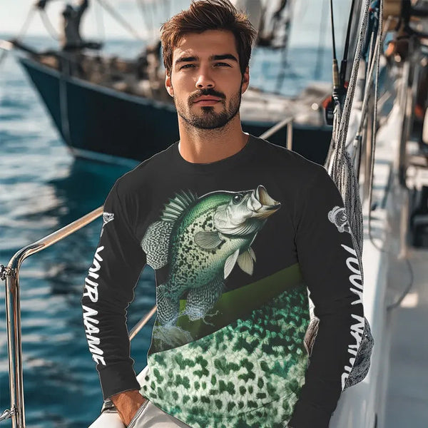 Personalized Crappie scales Fishing jerseys, Crappie Custom Long Sleeve performance Fishing Shirts NQS3527