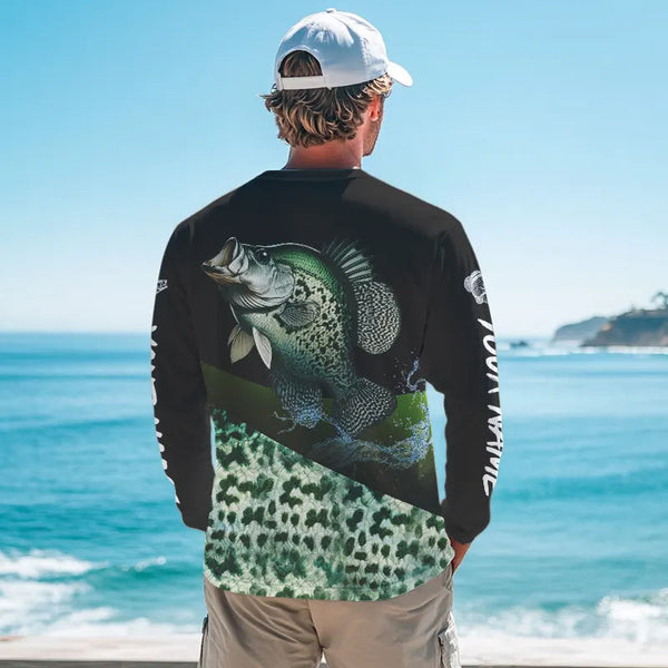 Personalized Crappie scales Fishing jerseys, Crappie Custom Long Sleeve performance Fishing Shirts NQS3527