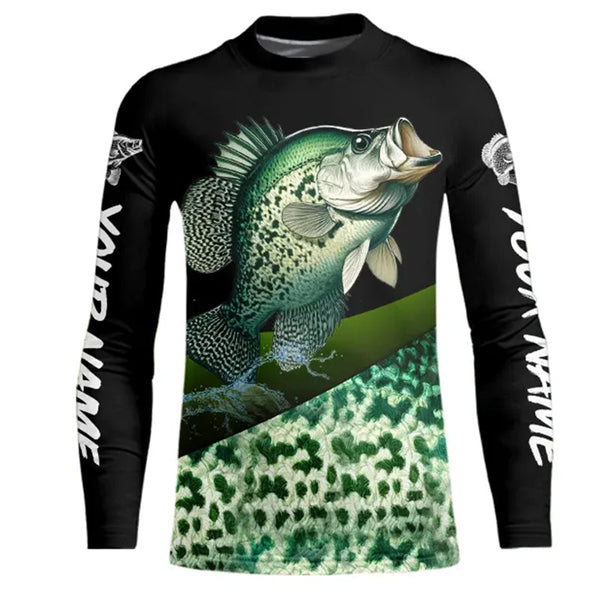 Personalized Crappie scales Fishing jerseys, Crappie Custom Long Sleeve performance Fishing Shirts NQS3527