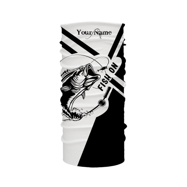 Largemouth Bass Fishing fish on black and white custom name performance fishing shirts NQS899