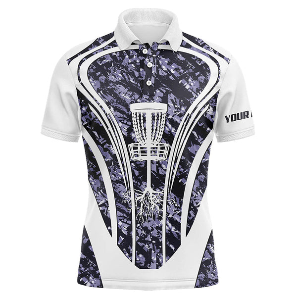 Mens golf polo shirts custom purple camo disc golf basket jersey, disc golf apparel NQS7225