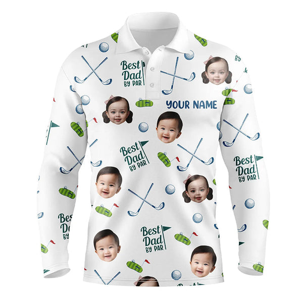 Personalized Best Dad By Par Polo Shirt, Custom Kids Face Photo Polo Shirt For Dad, Father's Day Gift NQS8617