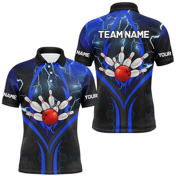 Blue Lightning Thunder Custom Bowling Team Shirts Men Bowling League Jerseys Bowler Outfit NQS8416