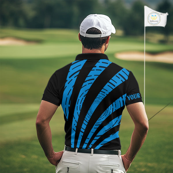 Custom Black and Blue camo Golf Polo Shirt For Men Custom men's golf tops, personalized golf gifts NQS10609