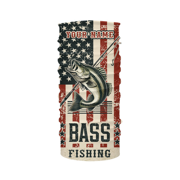 Largemouth Bass fishing vintage American flag Custom performance patriotic long sleeve fishing shirts NQS7199