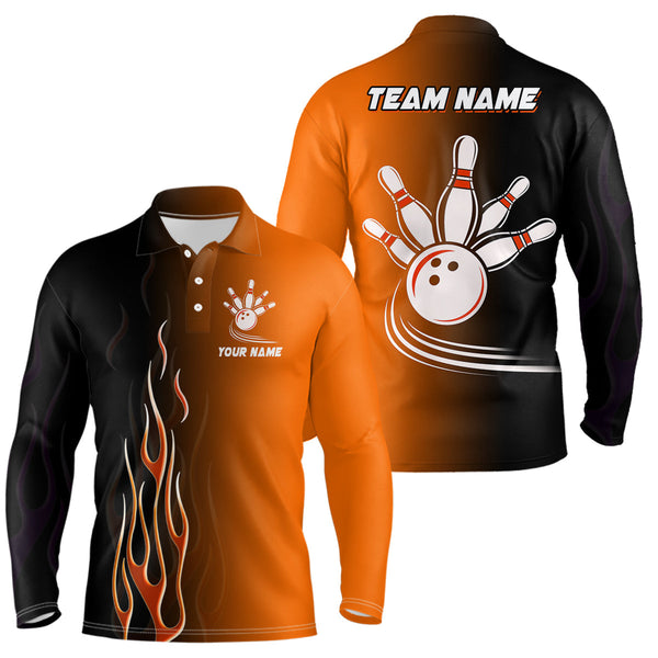 Gradient orange black bowling league jerseys custom bowling shirt for men, gifts for bowling team NQS7564
