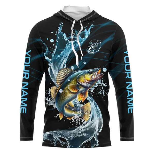 Walleye fishing blue water Custom performance long sleeve fishing shirts, Walleye fishing jerseys NQS9093