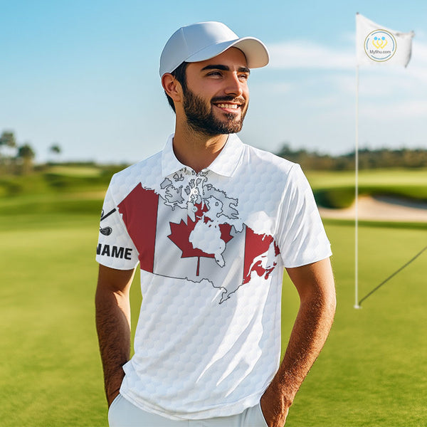 Personalized vintage Canadian Flag Men golf polo shirt Custom Patriotic Golf outfit For men NQS10182