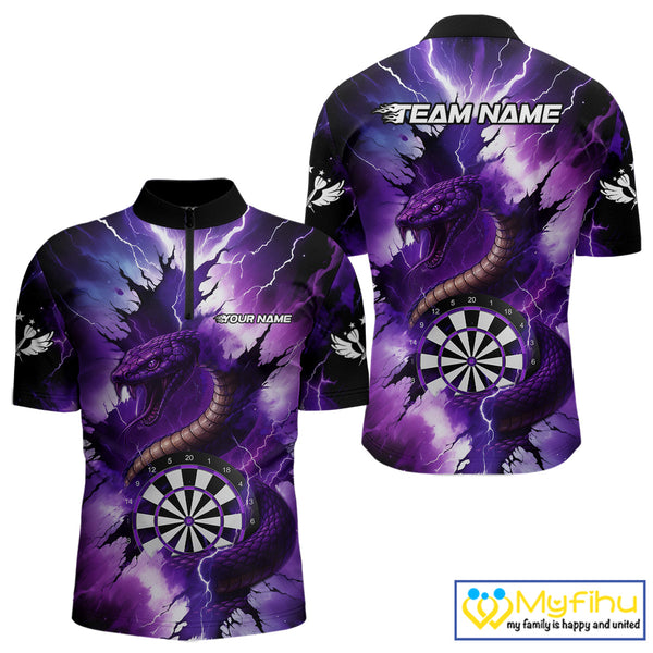 Purple Thunder Lightning Custom Cobra Snake Men Dart Shirts Best Dart Jerseys Dart Team Shirts NQS10693