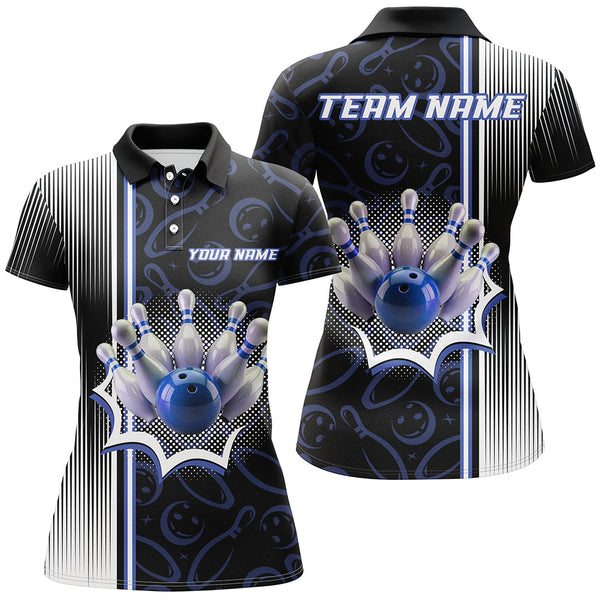 Blue Bowling Camo Custom Bowling Shirts For Women Bowling League Jerseys Bowler Outfit NQS8417