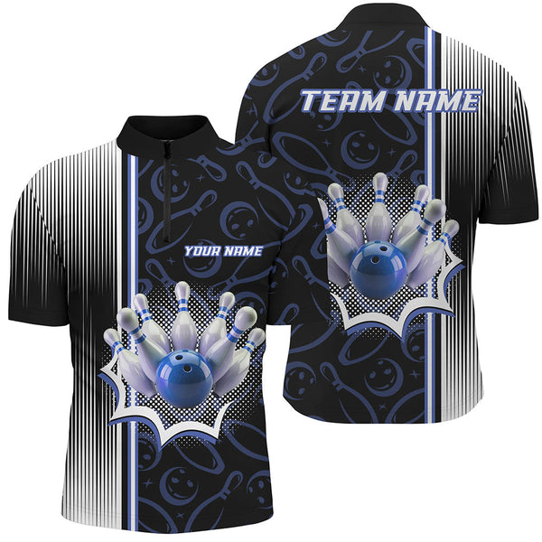 Blue Bowling Camo Custom Bowling Shirts For Men Bowling League Jerseys Bowler Outfit NQS8417