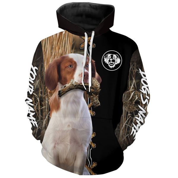 American Brittany Hunting Dog Custom Name Hoodie Shirt for Hunter FSD4734