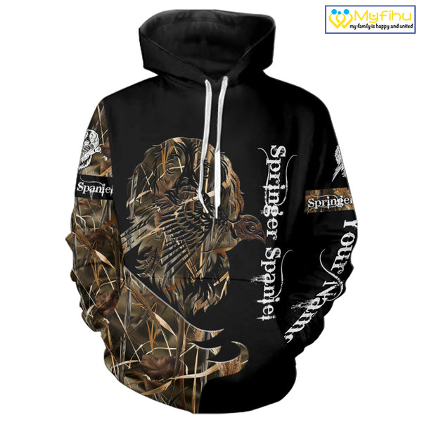English Springer Spaniel Bird Hunting Dog Camo Custom Name Shirts for Hunter FSD4694