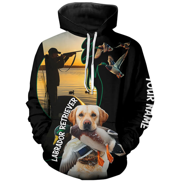 Personalized Duck Hunting Shirts with Yellow Labrador Retriever Hunting Dog FSD4747