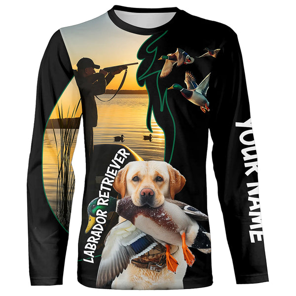 Personalized Duck Hunting Shirts with Yellow Labrador Retriever Hunting Dog FSD4747