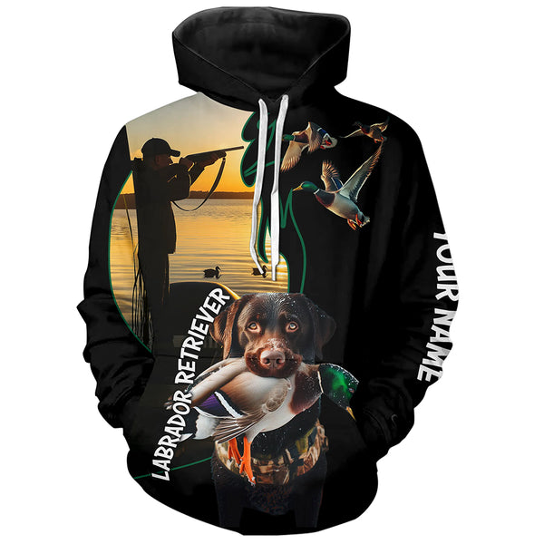 Duck Hunting with Chocolate Labs Shirts Personalized Duck Hunting Shirt for Men FSD4751