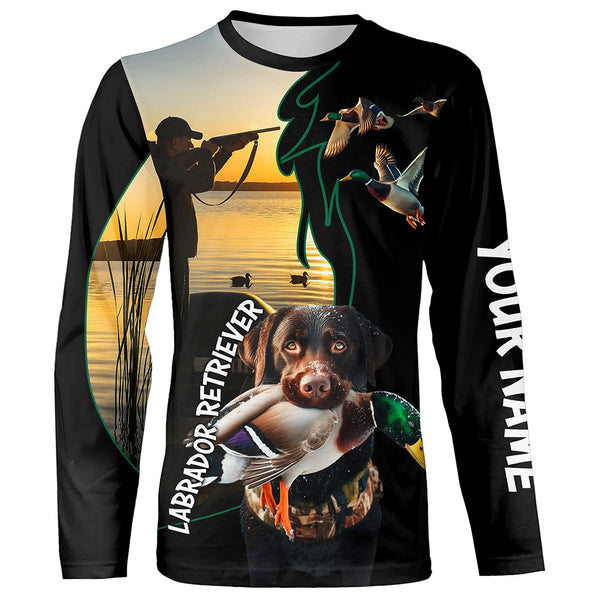 Duck Hunting with Chocolate Labs Shirts Personalized Duck Hunting Shirt for Men FSD4751