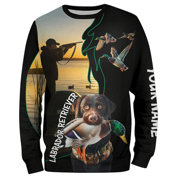 Duck Hunting with Chocolate Labs Shirts Personalized Duck Hunting Shirt for Men FSD4751
