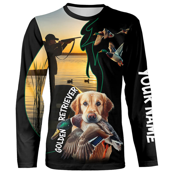 Duck Hunting with Golden Retriever Shirts Personalized Duck Hunting Shirt for Hunter FSD4752