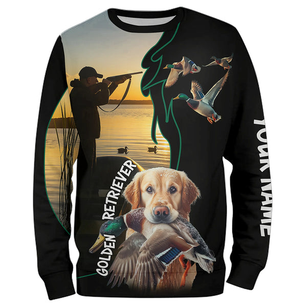Duck Hunting with Golden Retriever Shirts Personalized Duck Hunting Shirt for Hunter FSD4752