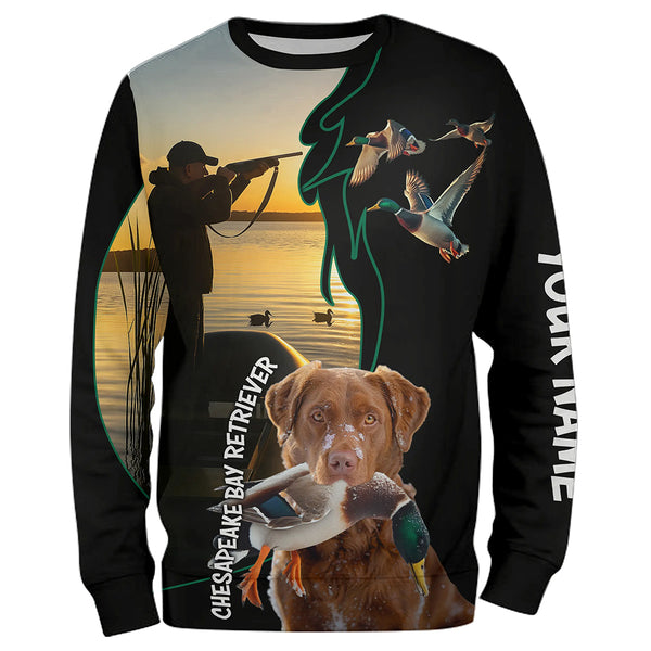 Duck Hunting with Dog Chesapeake Bay Retriever Personalized Duck Hunting Shirts FSD4754