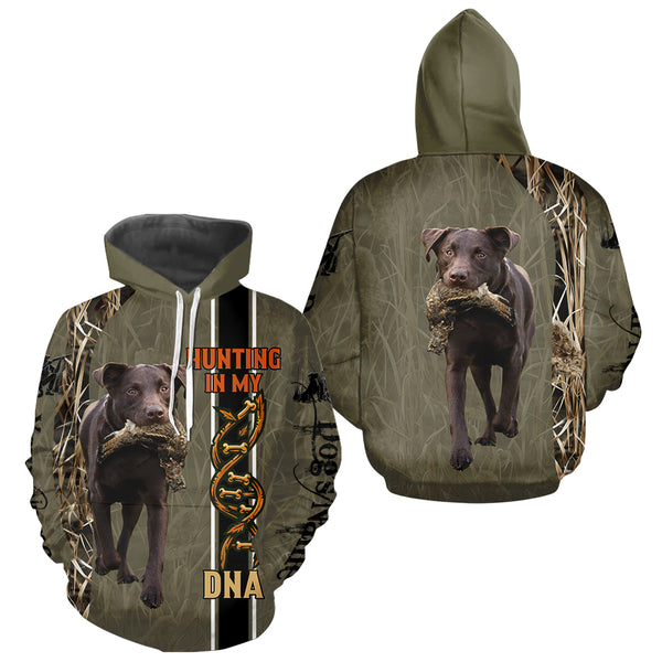 Custom Chocolate Labs Hunting Dog Shirt for Hunters, Hunting In My DNA FSD4735