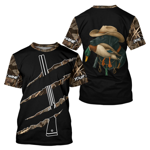 Duck Hunting Waterfowl camo Custom Name Shirt | Black Labs FSD4698