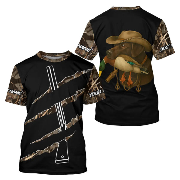 Duck Hunting Waterfowl camo Custom Name Shirt | Chocolate Labs FSD4700