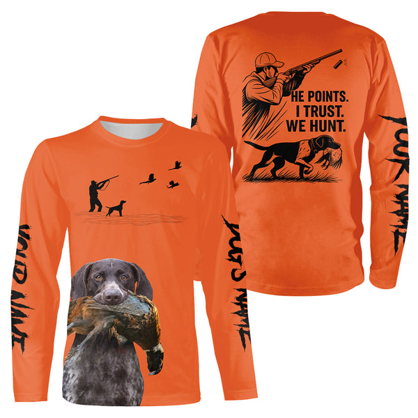 GSP Dog Pheasant Hunting Custom Name Orange Shirts, Pheasant Hunting Clothes FSD4724