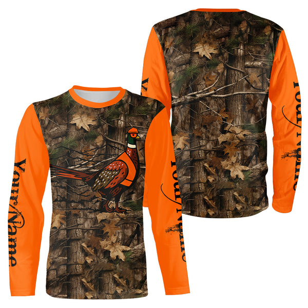 Personalized Pheasant Hunting Camo Orange Shirt for Hunters FSD4725
